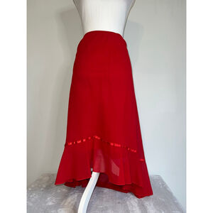 VTG Women's C.O.C. Red Maxi Skirt S-L Hi-Low